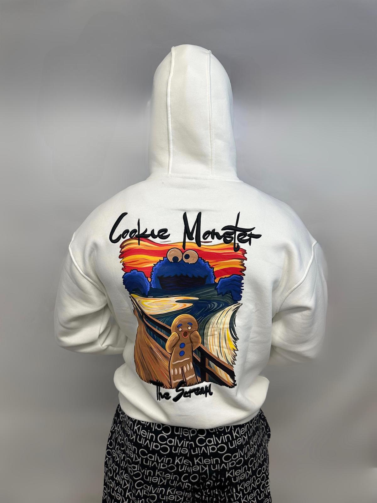 Pull à capuche Cookie Monster Blanc