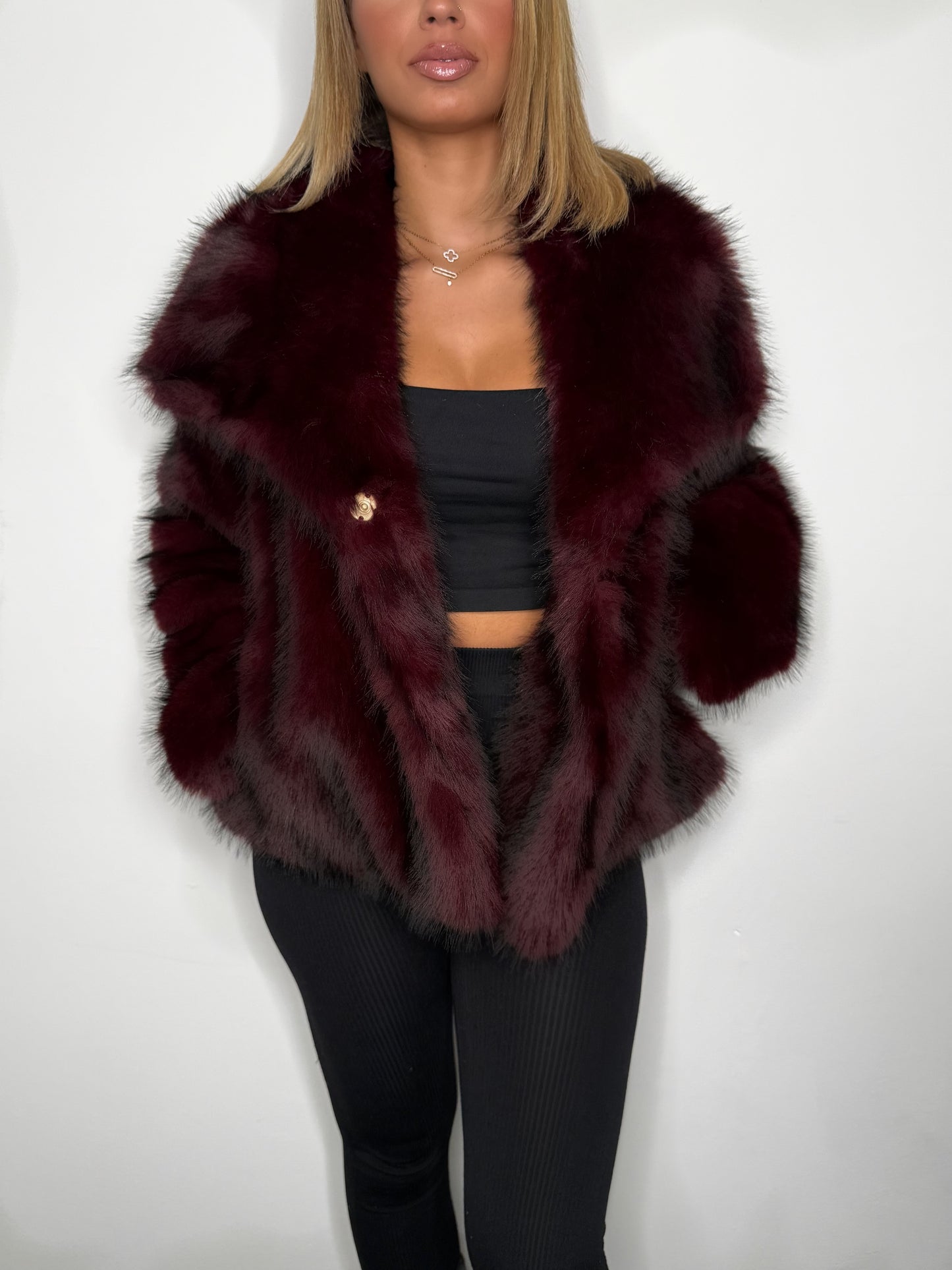 VESTE FOURURE BORDEAUX