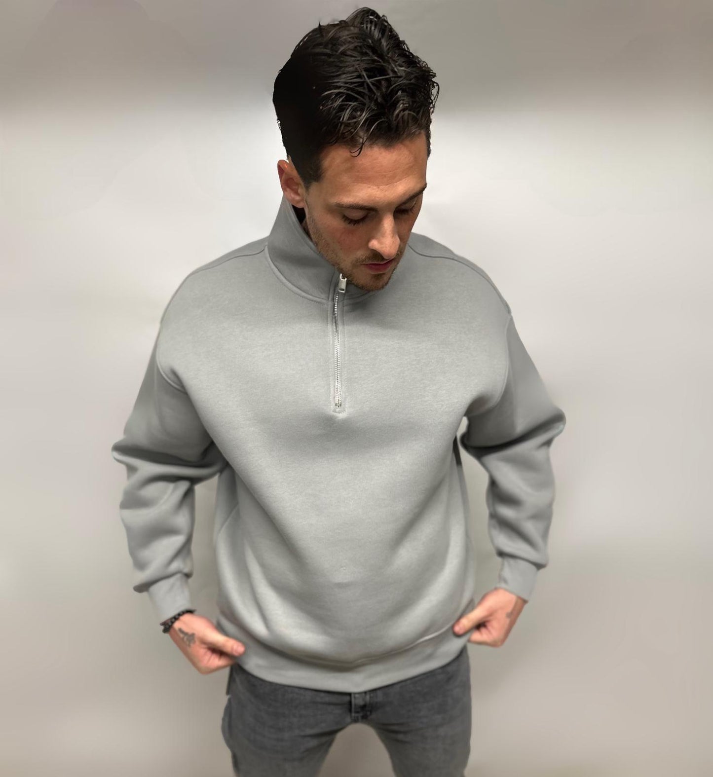 Pull à zip Gris