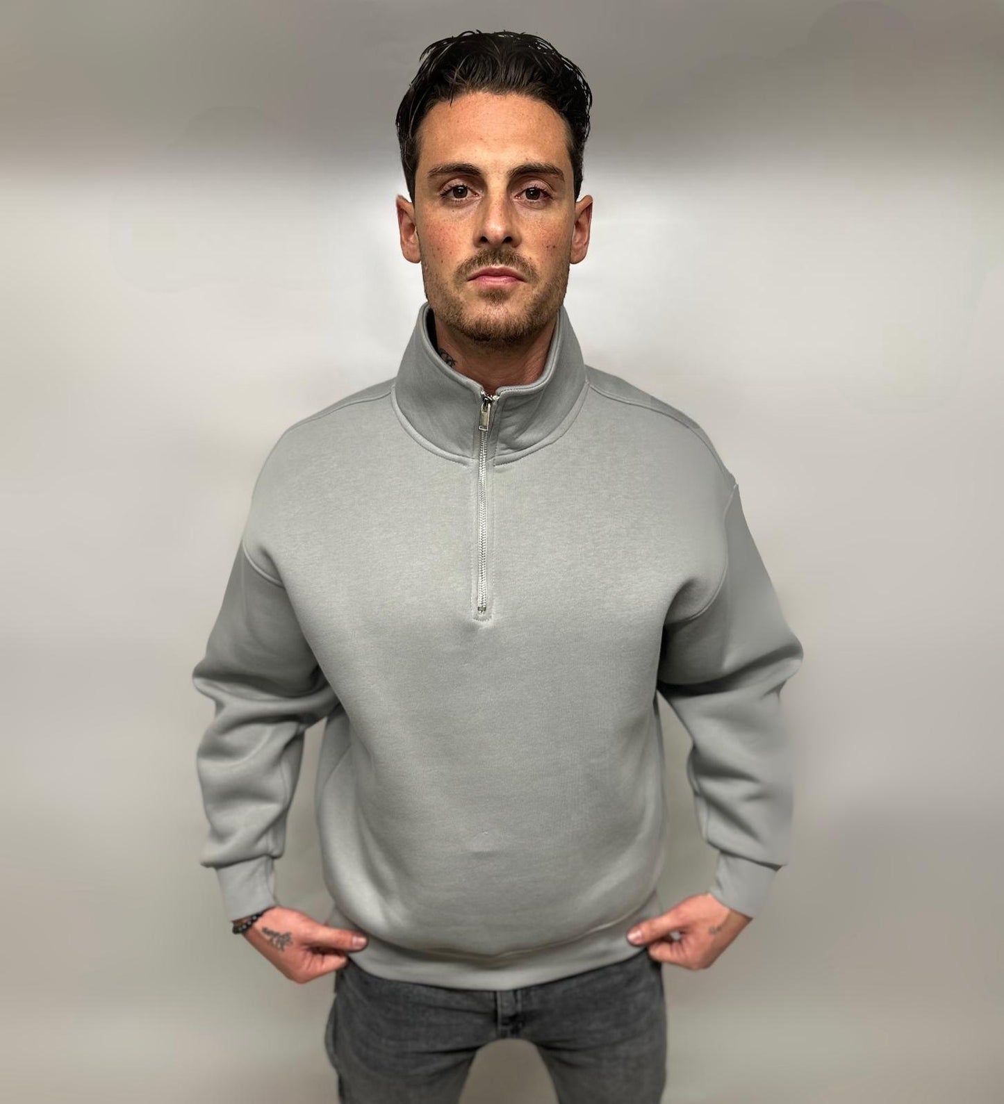 Pull à zip Gris