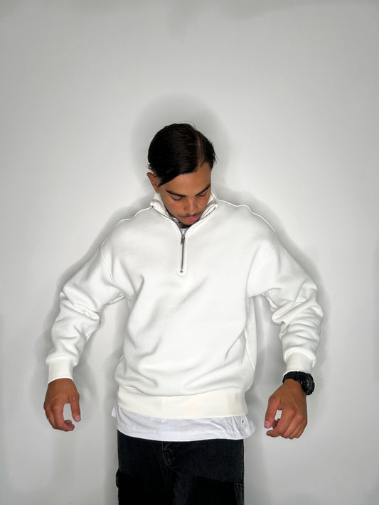 PULL ZIPPE BLANC