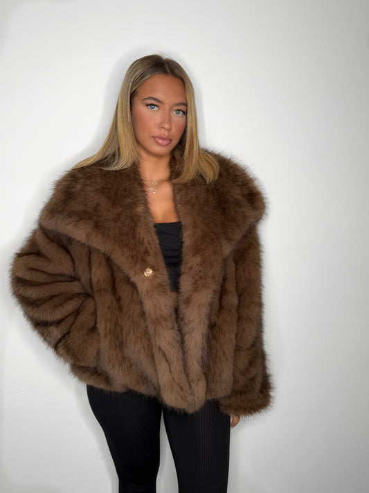 VESTE FOURURE MARRON